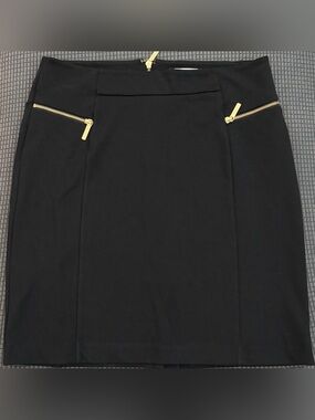 Michael Kors Black Pencil Skirt with Gold Zippers
